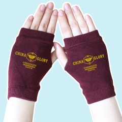 Glory Golden English Marks Wine Warm Half Finger Anime Knitted Gloves 14*8CM