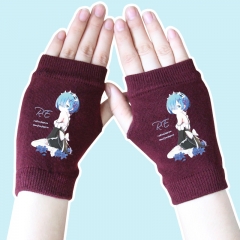 Re:Zero kara Hajimeru lsekai Seikatsu Rem Wine Color Anime Gloves 14*8CM