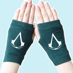 Assassin's Creed Mark Atrovirens Half Finger Anime Knitted Gloves 14*8CM