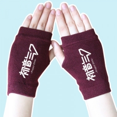 Hatsune Miku Popular Singer Half Finger Wine Warm Anime Knitted Gloves 14*8CM