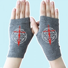 Fate Stay Night Cross Gray Anime Warm Knitted Gloves 14*8CM