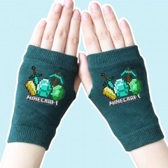 Hot Game Minecraft Sword Shield Atrovirens Anime Warm Half Finger Gloves 14*8CM