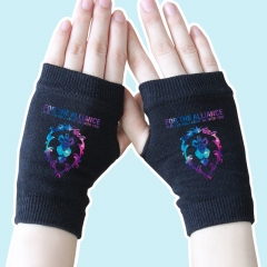 World of Warcraft Star Sky Lion Black Half Finger Anime Knitted Gloves 14*8CM