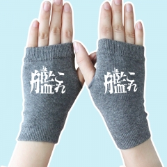 Kantai Collection Action Cartoon Half Finger Gray Anime Knitted Gloves 14*8CM