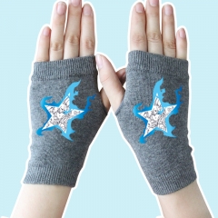 Black Rock Shooter Five Stars Gray Half Finger Anime Knitted Gloves 14*8CM