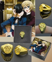 Kuroshitsuji Gold Logo Cartoon Wholesale Japanese Anime Ring With Box