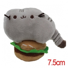 Pusheen the Cat Cartoon Stuffed Doll With Hamburger Cute Design Anime Plush Toys 7.5CM