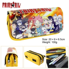 Fairy Tail Cartoon Anime Zipper PU and Canvas Pencil Bag