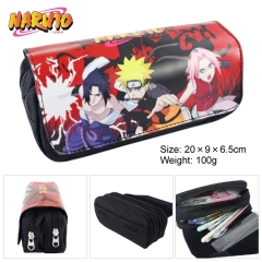 Naruto Cartoon Anime Zipper PU and Canvas Pencil Bag