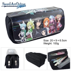 Sword Art Online Cartoon Anime Zipper PU and Canvas Pencil Bag