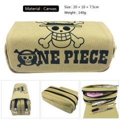 One Piece Cosplay Cartoon Skull Pattern Canvas For Student Anime Pencil Bag