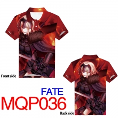Fate Cartoon Cosplay  Print Fashion Anime T Shirts Anime Short Sleeves Polo T Shirts 250g