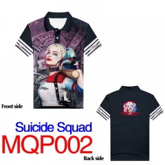 Suicide Squad Cartoon Movie Cosplay Print Fashion Anime Shirts Anime Short Sleeves Polo Shirts 250g
