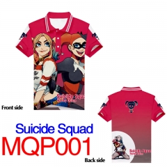 Suicide Squad Cartoon Movie Cosplay Print Fashion Anime Shirts Anime Short Sleeves Polo Shirts 250g
