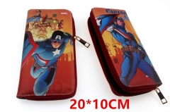 Marvel Comic Captain America Movie PU Leather Zipper Wallet