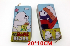 We Bare Bears Anime PU Leather Zipper Wallet