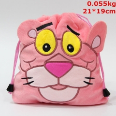 Pink Panther Cosplay Cartoon Cute Anime Drawstring Pocket Plush Bag
