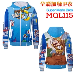 Super Mario Bro Game Cosplay Long Sleeves Hoodie Print Warm Anime Zipper Hooded Hoodie M-3XL