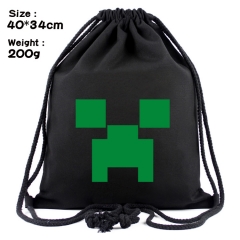 Minecraft Game Fashion Anime Print Canvas Drawstring Pocket Bag