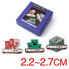Minecraft Game Cosplay Fashion Badge Pin New Arrival Anime Decoration Alloy Brooch 3Pcs Per Set