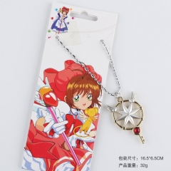 Card Captor Sakura Cartoon Necklaces White Magic Wand Pendant Wholesale Anime Alloy Necklace