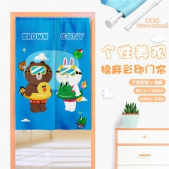 Brown And Cony Cartoon Cute Cotton-Flax Anime Curtain