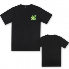 Travel Frog Cartoon Short Sleeve Cute Deisgn Black Anime T Shirt