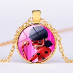 Hot Cartoon Miraculous Ladybug Necklace Glass Pendant