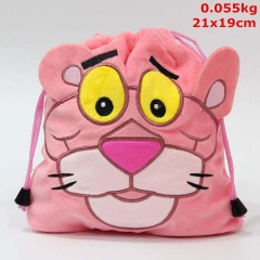 Pink Panther Cosplay Cartoon Anime Plush Drawstring Pocket Bag
