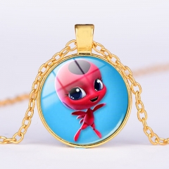 Hot Cartoon Miraculous Ladybug Necklace Cute Glass Pendant