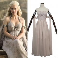 Game Of Thrones Mother Of Dragon Daenerys Targaryen Cosplay Costume White Dress