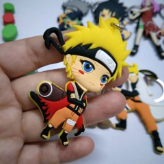 Naruto Japanese Cartoon Soft PVC Keychain Double Side Keyrings