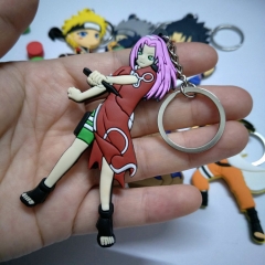Naruto Japanese Cartoon Soft PVC Keychain Double Side Keyrings