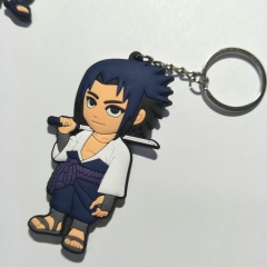 Naruto Japanese Cartoon Uchiha Sasuke Soft PVC Keychain Double Side Keyrings