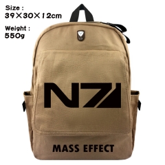 Mass Effect Game Bag Brown Canvas Wholesale Anime Backpack Bags