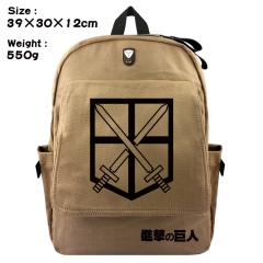 Attack on Titan Cartoon Bag Brown Canvas Wholesale Japanese Anime Backpack Bags