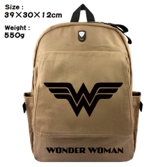 Woder Woman Movie Bag Brown Canvas Wholesale Anime Backpack Bags