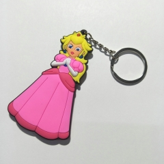Super Mario Bro Game Princess Character Cute Soft PVC Keychain