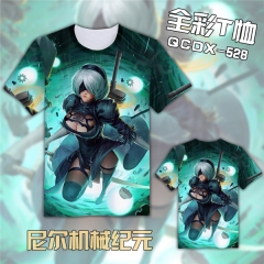 NieR: Automata Colorful Cosplay 3D Print Anime T Shirts Anime Short Sleeves T Shirts