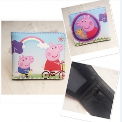Peppa Pig Cosplay Cartoon Purse Printing PU Leather Bifold Anime Wallet
