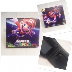 Super Mario Bro Cosplay Game Purse Screen Printing PU Leather Bifold Anime Wallet
