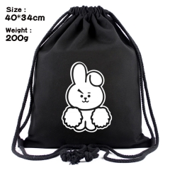 K-POP BTS Bulletproof Boy Scouts Rabbit Anime Canvas Bag Fashion Shoulder Drawstring Pocket Bag