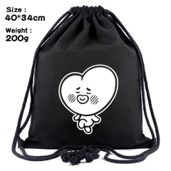 K-POP BTS Bulletproof Boy Scouts Heart Anime Canvas Bag Fashion Shoulder Drawstring Pocket Bag