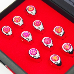 Naruto Cartoon Jewelry Rose Red Cosplay Men Anime Ring Set Of 10