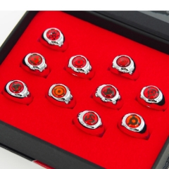 Naruto Cartoon Jewelry Red Cosplay Men Anime Ring Set Of 10