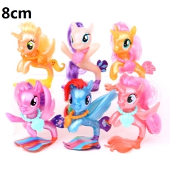 6PCS/SET 8CM My Little Pony Cartoon Collection Toys Statue Anime Figures