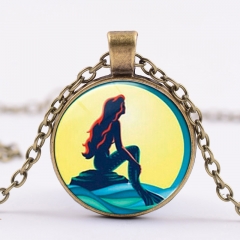 Lovely Little Mermaid Alloy Necklace Fancy Long Chain Necklace Cosplay Pendant