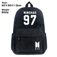 K-POP BTS Bulletproof Boy Scouts #97 MINGHAO Cartoon Bag Black Canvas Wholesale Anime Backpack Bags