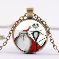 Cartoon Nightmare Before Christmas Alloy Necklace Glass Pendant Cosplay Necklace