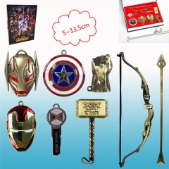The Avengers Cosplay Movie Alloy Anime Keychain Necklace Weapon Set